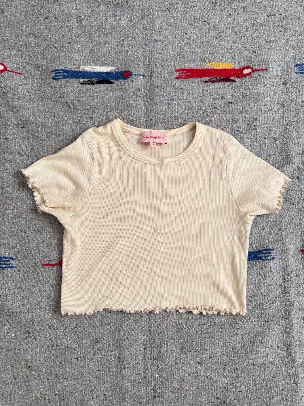 Lisa Says Gah Cotton Baby Rib Tee Cream Size S